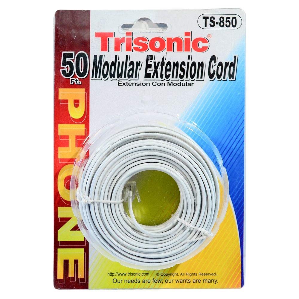 50 FT Feet 4C Modular Telephone Extension Phone Cord Cable Line Wire Ivory New