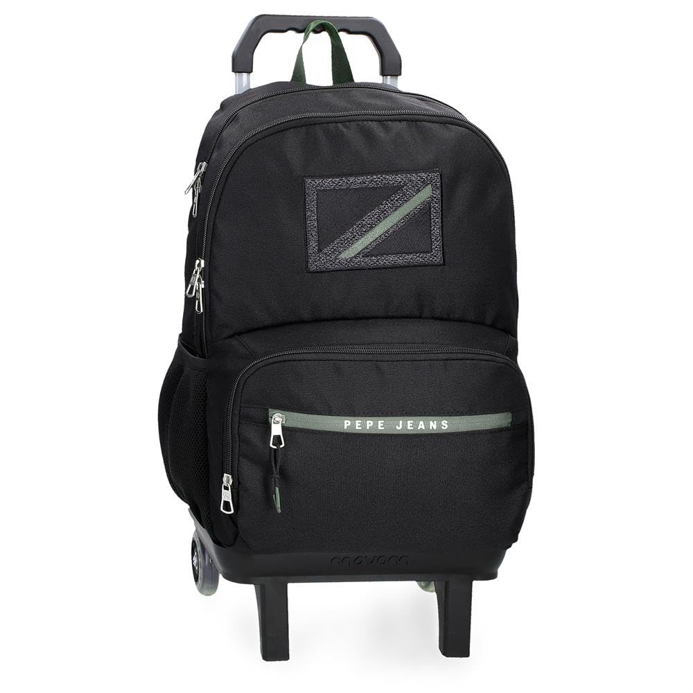 Pepe Jeans Alton Mochila Escolar con Carro Negro 33x46x15 cms Poliéster 22,77L by Joumma Bags