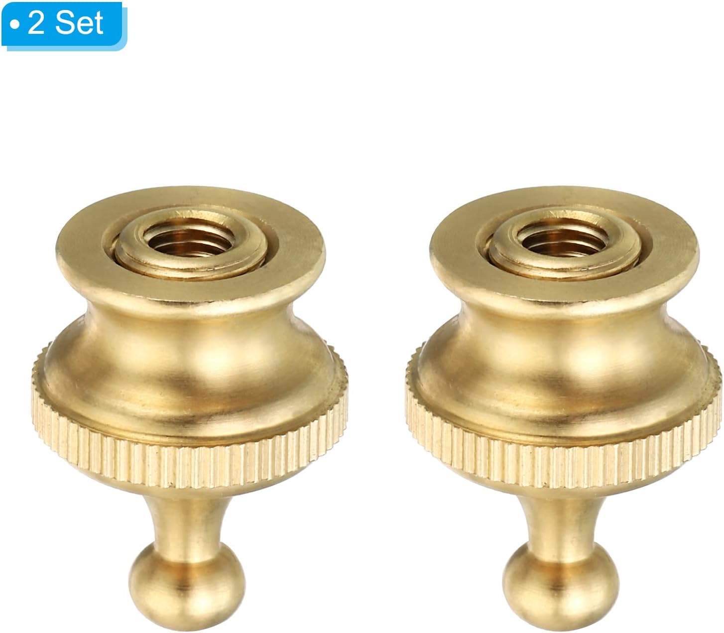 PATIKIL 1.1" Tall Brass Lamp Finials Cap Knob, 2 Set Round Lamp Screw Holder Tapped 1/4-27 for Table and Floor Lamp Shade Decorations