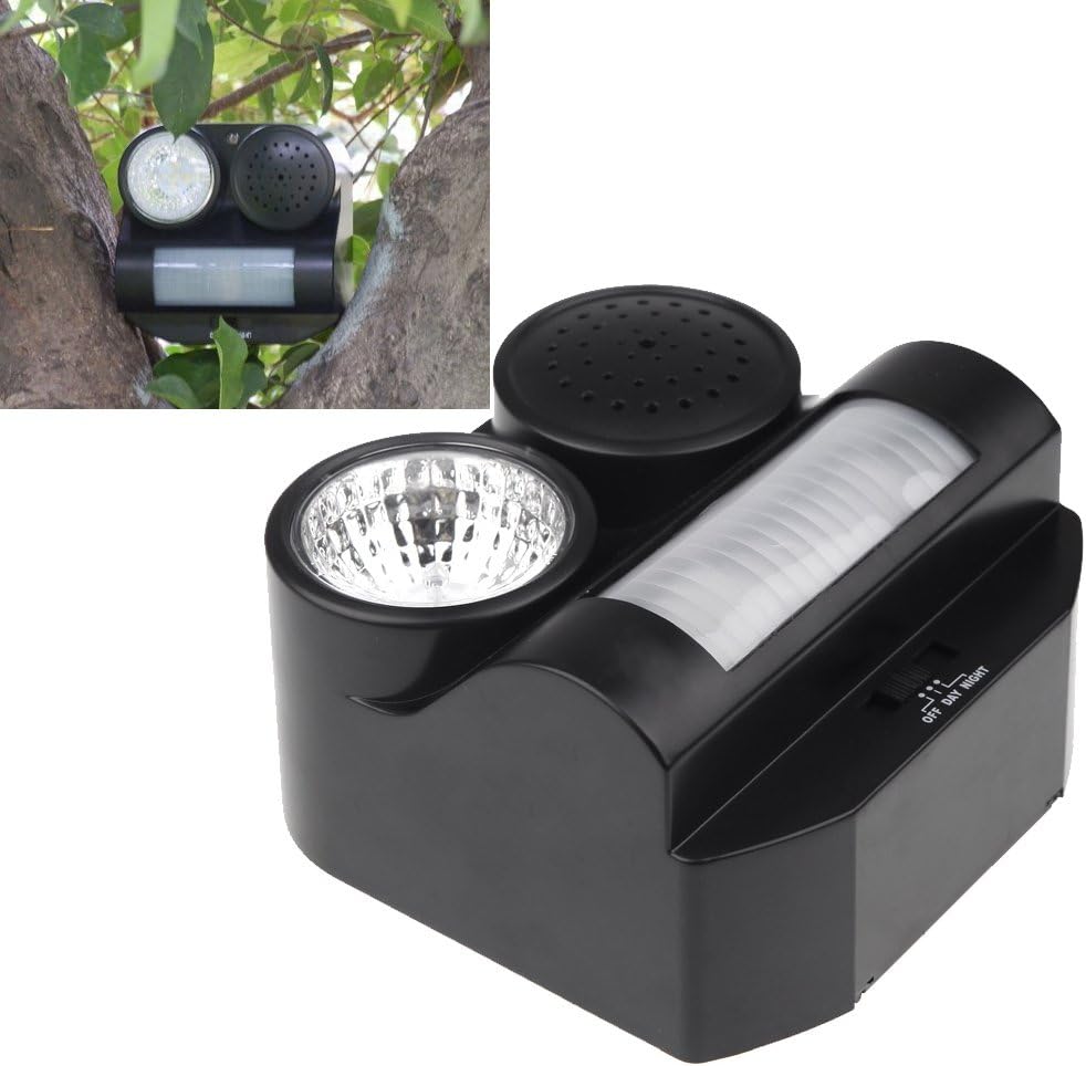 HNCSMILE Animal Repeller Bird Repellent - PIR Motion Activated with Flashing LED Light and Sound to Repel Animal Bird Bat Pigeon Away, Garden, Yard, Farm, Balcony Essentials