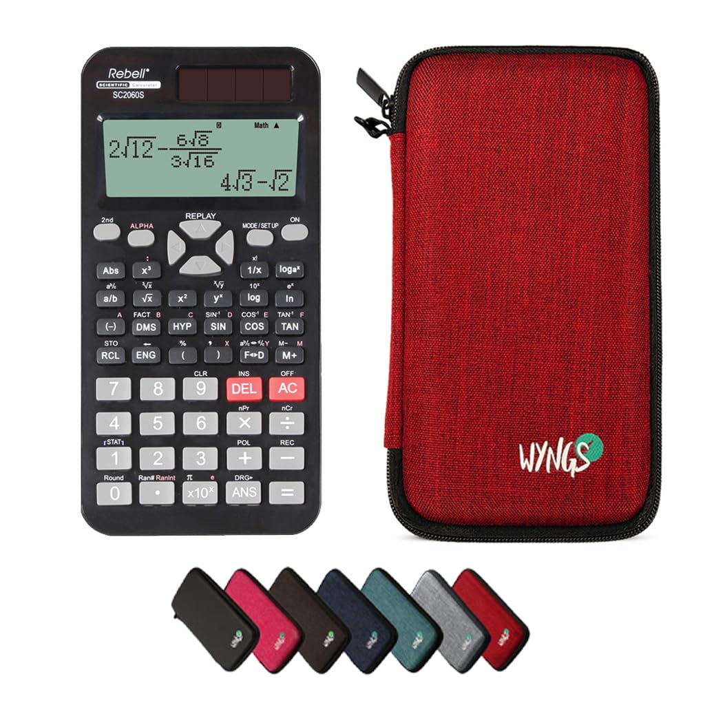 Rebell SC2060S con Custodia Protettiva WYNGS inclusa Rosso - Calcolatrice Scientifica - Pacchetto Base