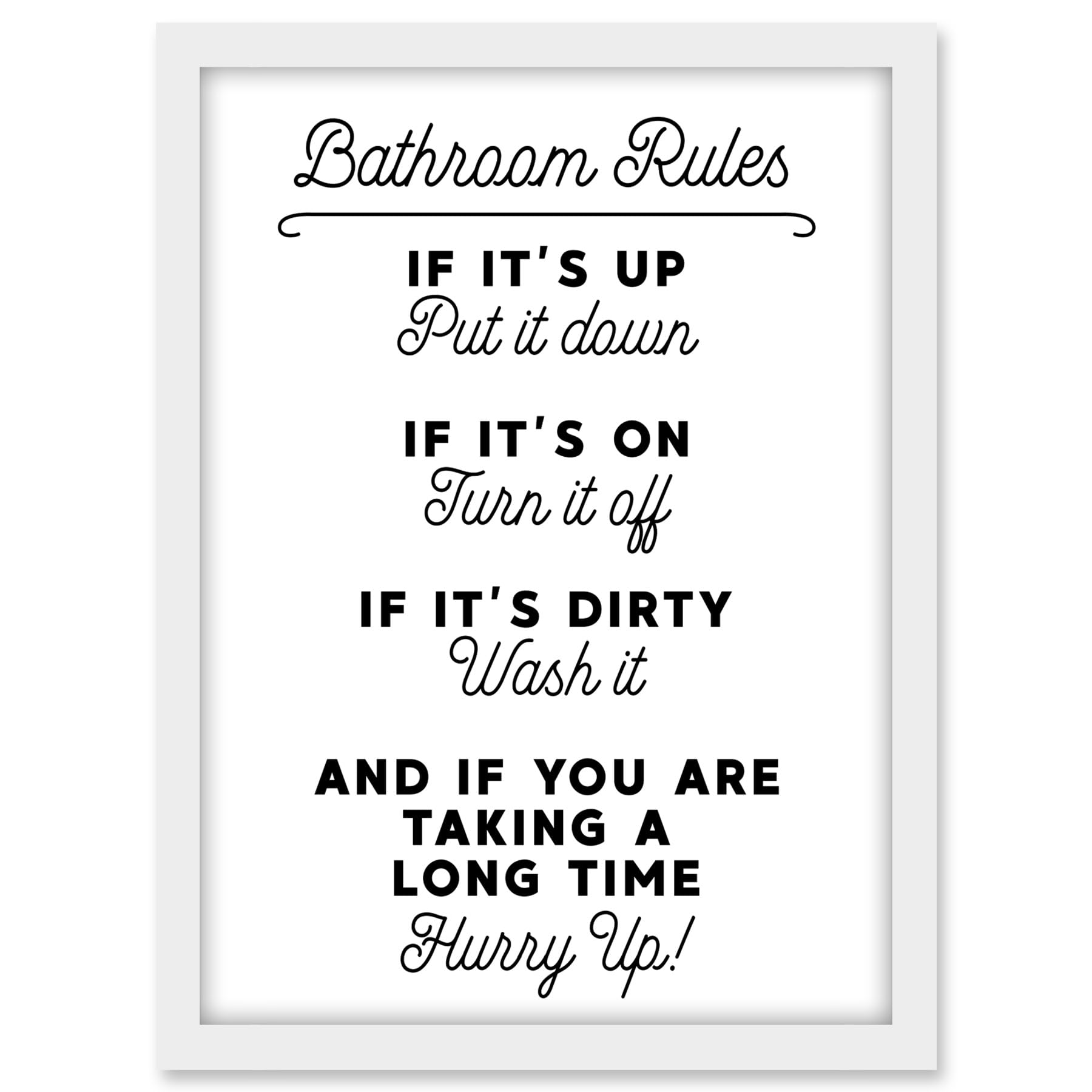 Artery8 Bathroom Decor Wall Art Funny Toilet Humour Sign Artwork Framed A3 Wall Art Print