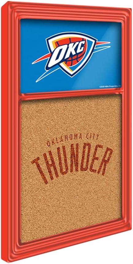 The Fan-Brand NBA Oklahoma City Thunder: Dual Logo - Cork Note Board- Sports Decor for Home, Game Room, Fan Cave & Garage - USA Made