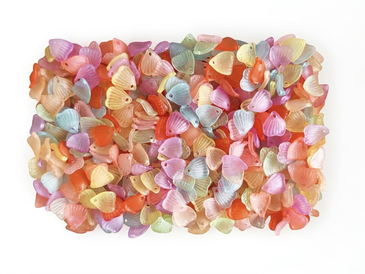 AKMI - Collection of Frosted Acrylic Flower Beads - Mixed Color - 20 gm (STYLE5-PETAL)-picture-11