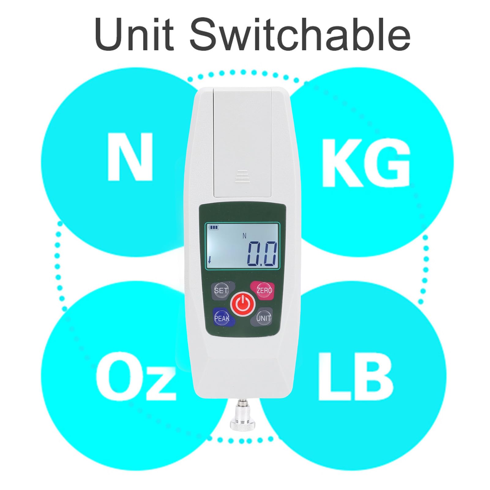 Fafeicy Misuratore di Digitale 50N Schermo LCD Retroilluminato Portatile 4 unità N Kg Lb Oz Dinamometro Push Pull Commutabile per Prove Sui Materiali di Laboratorio