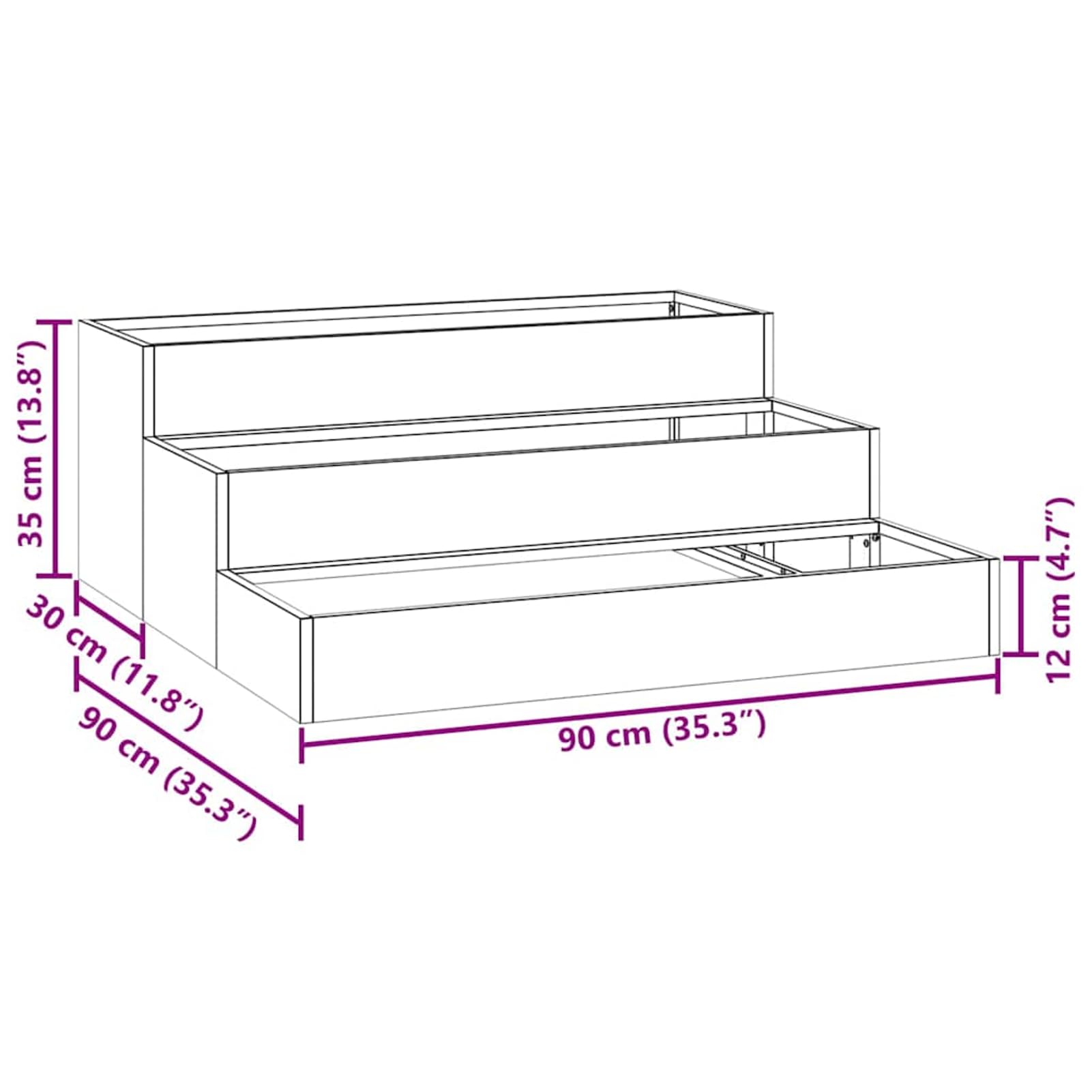 Metalowa skrzynka na rośliny do użytku na zewnątrz, oliwkowa zieleń, 90 x 90 x 35 cm, ze stali walcowanej na zimno – wytrzymały montaż na taras i do ogrodu