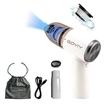 GoYiY Mini Vacuum Cleaner, Handheld Cordless Vacuum Cleaner, Foldable Car Vacuum, Keyboard Vacuum Cleaner with 4500PA High Suction and USB-C Fast Rechargable for Car, Pet, Office and Home Cleaning