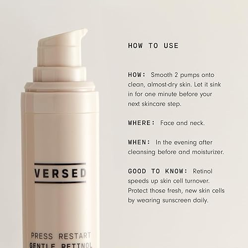 Miniatura 3 de Versed Press Restart - Suero suave de retinol, Jumbo  Bakuchiol Retinol Alternativo Suero antienvejecimiento ayuda a tonificar la piel, líneas finas
