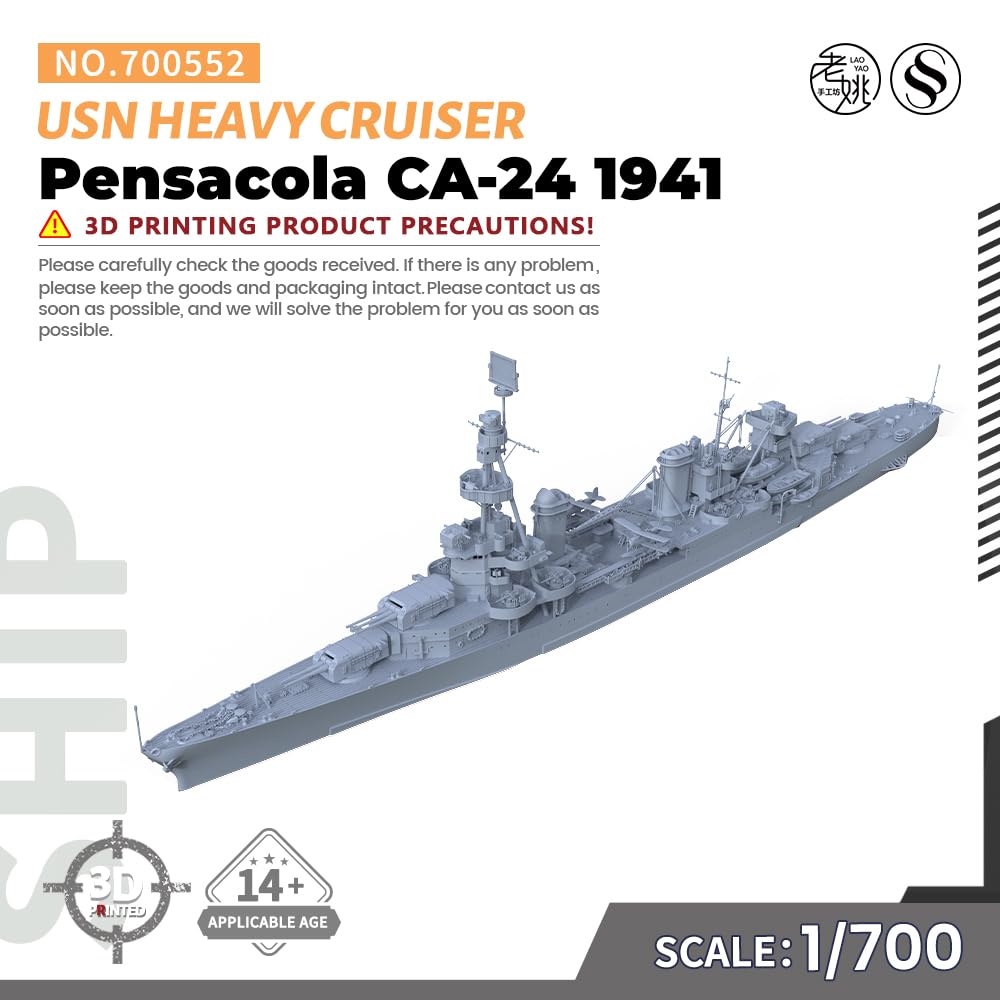 MRY-SFW SSC700552 1/700 Kit Modello Militare USS Pensacola CA-24 Heavy Cruiser 1941