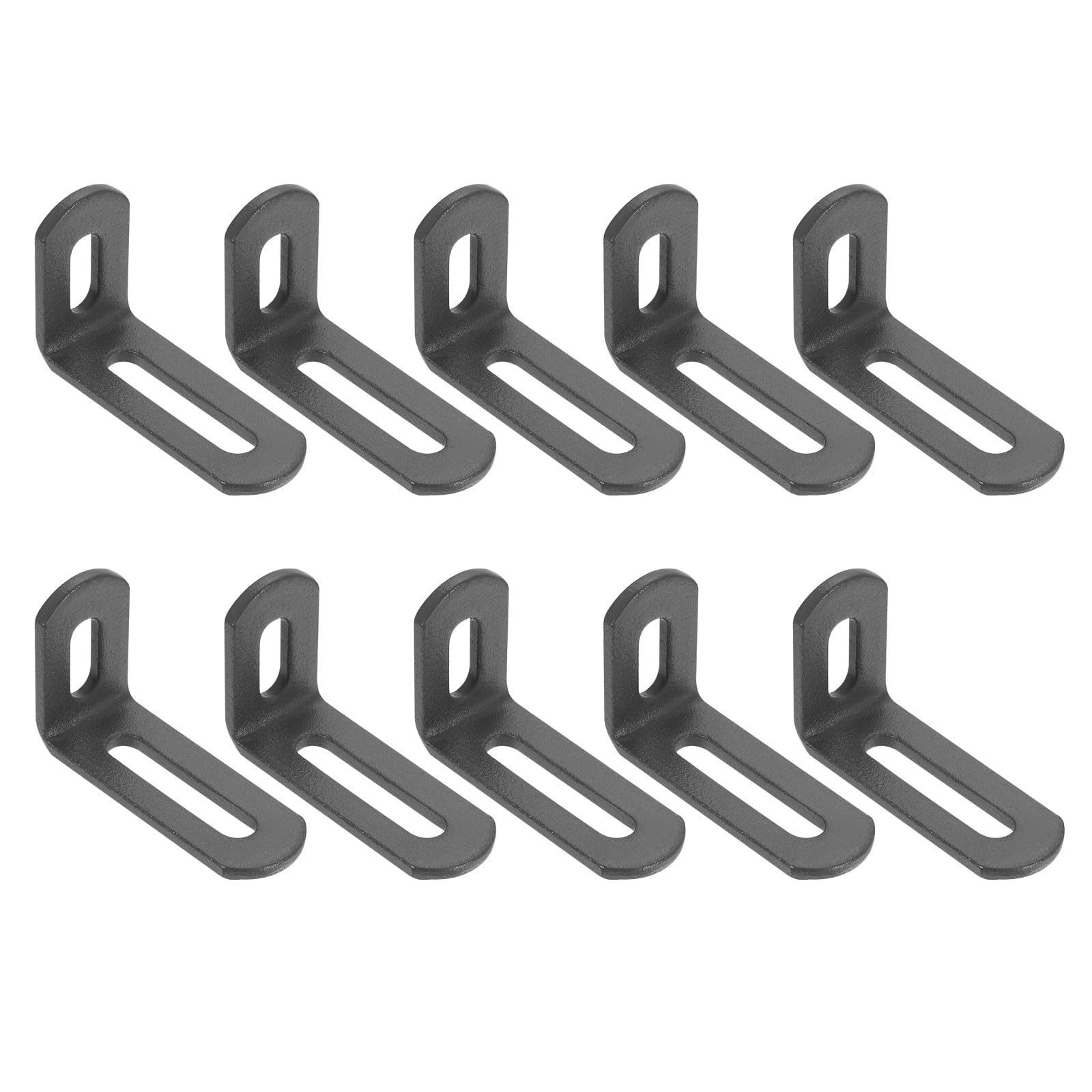 sourcing map 10 Pcs Adjustable Right Angle Brackets, Slotted L-Shape Corner Bracket 50mm, 90 Degree Steel l Bracket Support for Shelves, Wood Furniture Construction, Deep Grey