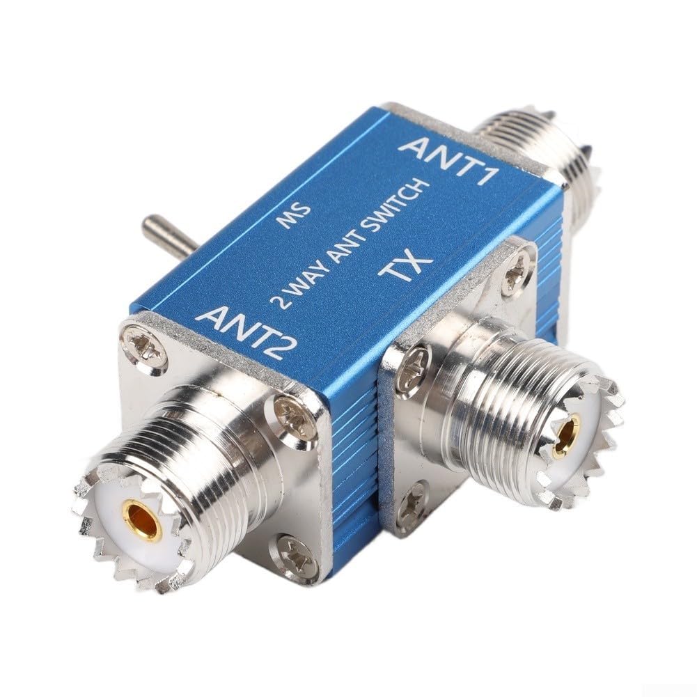 Interruptor coaxial manual, 1 entrada, 2 salidas, 0-50 MHz, 100 W, interruptor HF para radioaficionados CB - Aleación de aluminio para antena de aleación de aluminio con protección de tierra (SL-16)