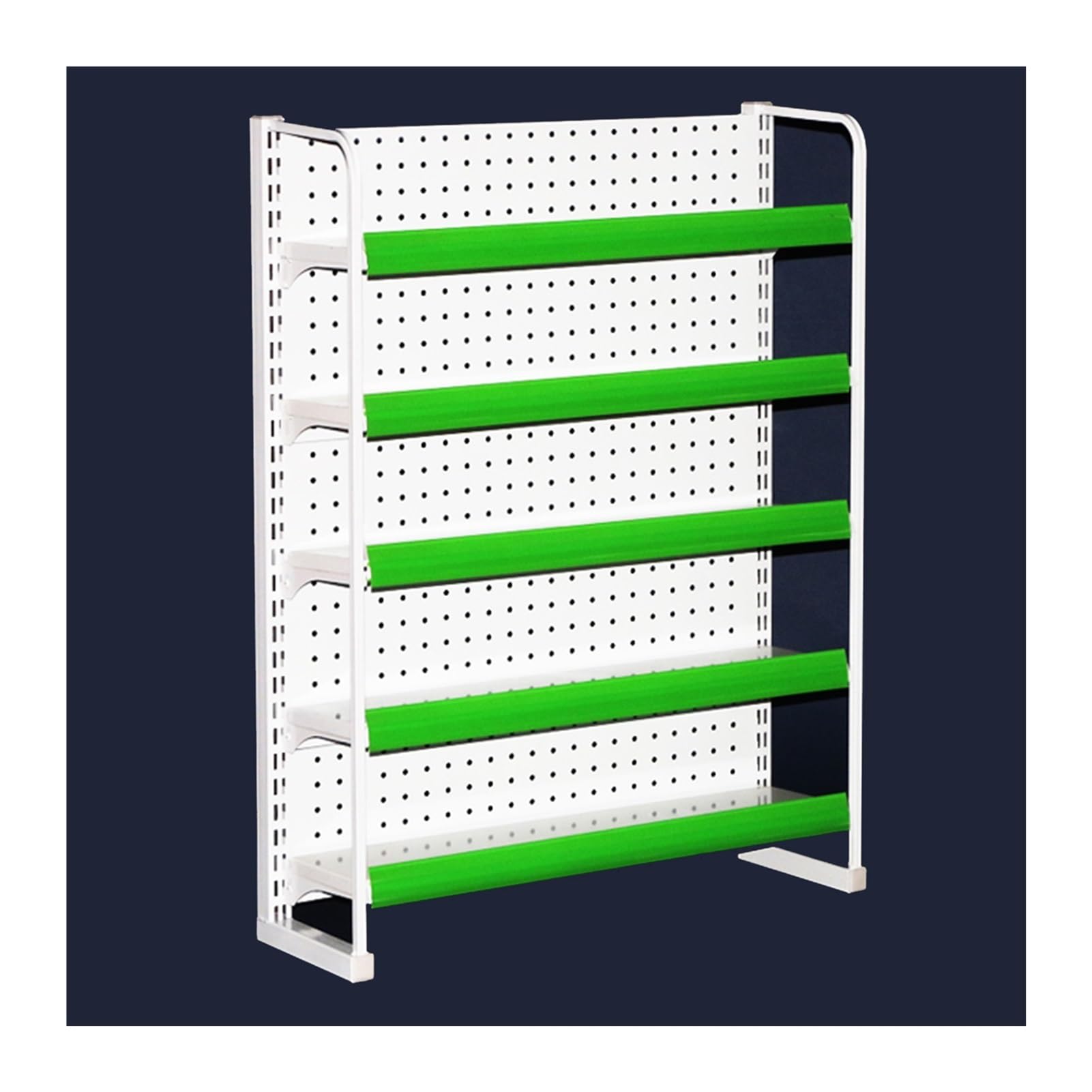 Generico Scaffale a 5 Ripiani per supermercato - Ampio Organizer per Snack con Porta Etichette per Giocattoli, Bevande, Patatine e Frutta - Espositore per Negozi di Alimentari (Bianco)