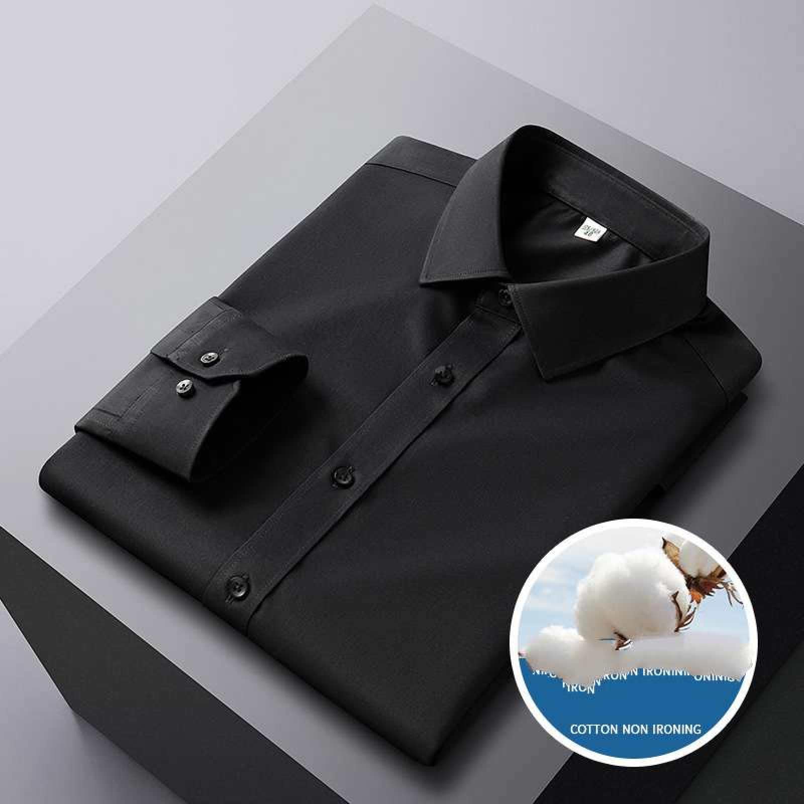 Business-Hemden Für Herren, Klassische, Solide, Bügelfreie Slim-Fit-Hemden, Langärmliges Herren-Baumwollhemd, Atmungsaktive Cardigan-Oberteile Für Party- Und Hochzeits-Smokinghemden, Schwa