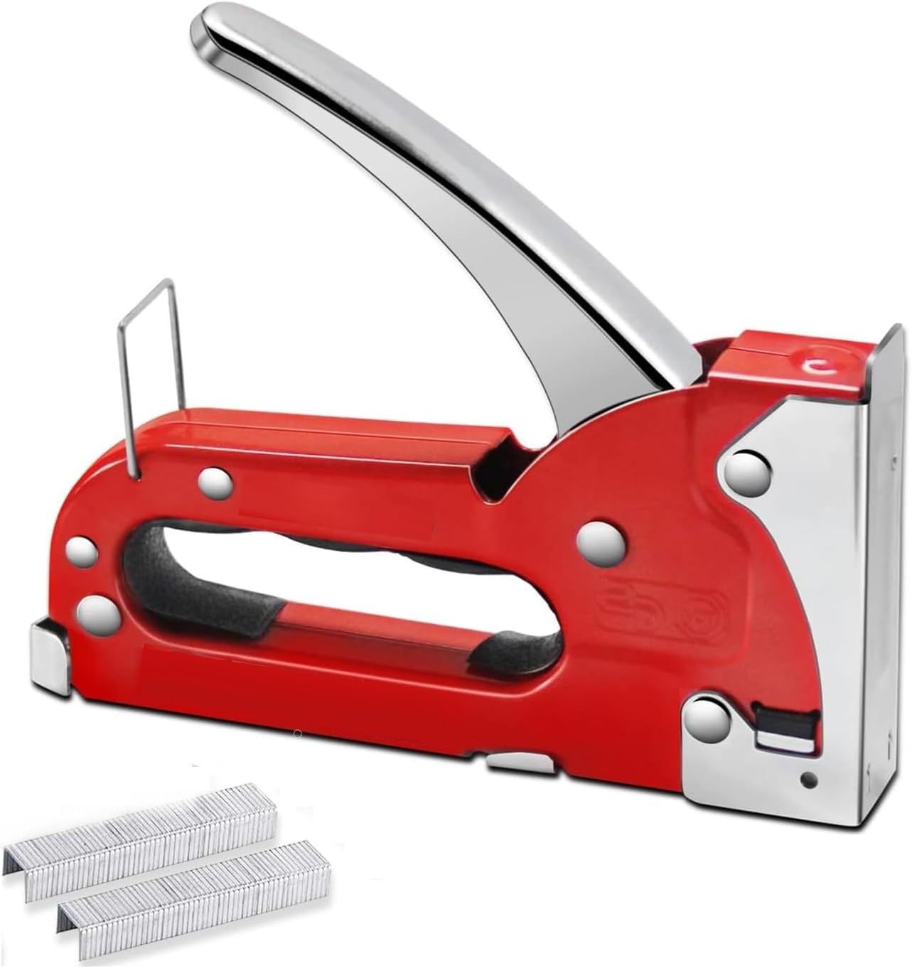 Upholstery Staple Gun with 200 Staples, 3/8 inch Manual Stapler Gun for Upholstery, Crafts, Repairs, Decorating, Accepts 5/32", 1/4", 5/16" Staples for Furniture and Fabric