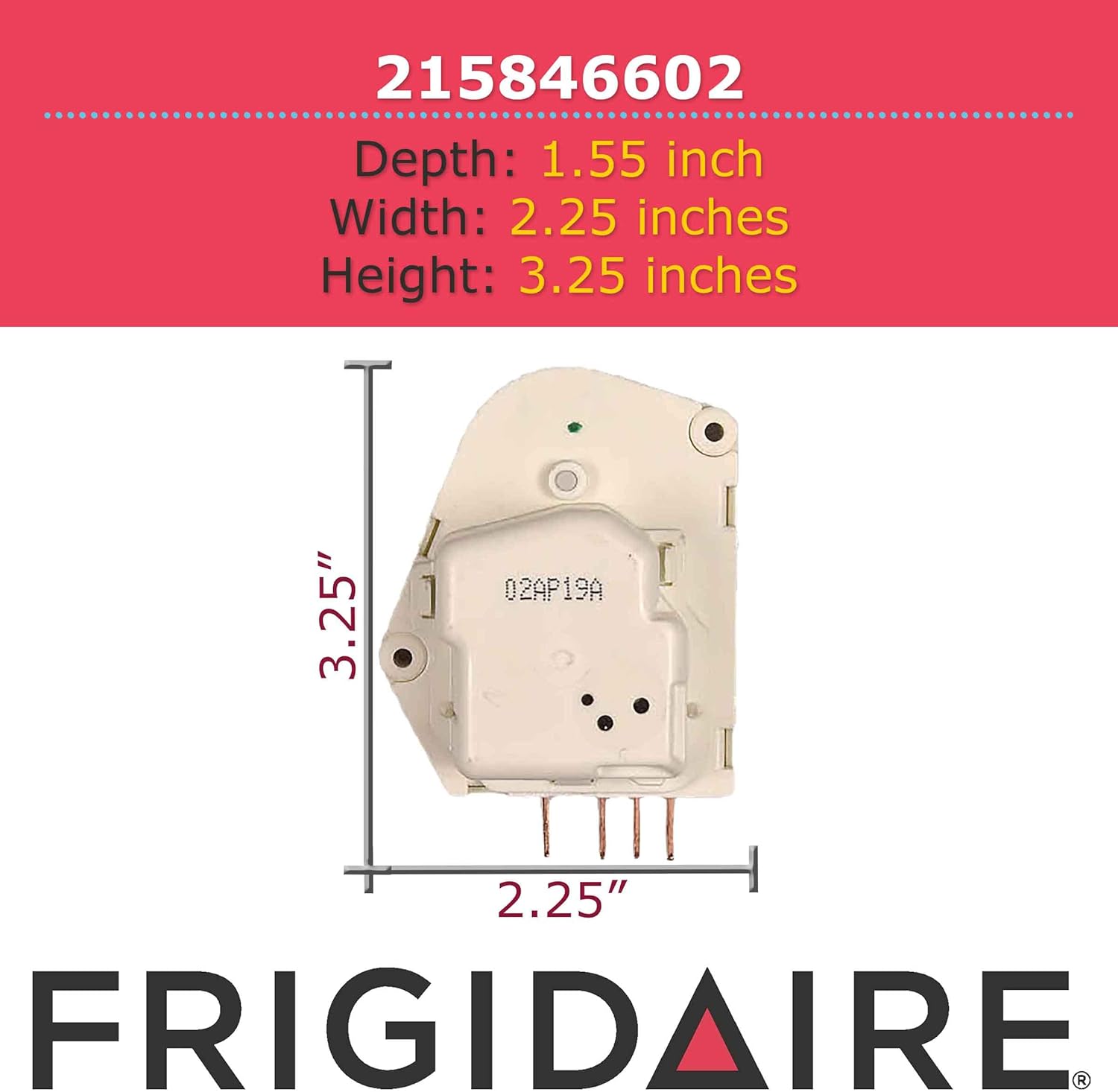 Frigidaire 215846602 Defrost Timer Dimensions Front View