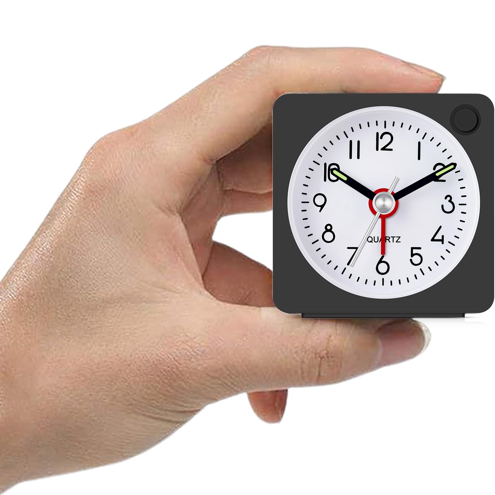 Youjabz Black Travel Analog Alarm Clock, Ultra Small Clock With Snooze And Light Function, Super Silent Non Ticking, Battery Operated, Easy To Setup, Back To School, Learning Awards Student Gift