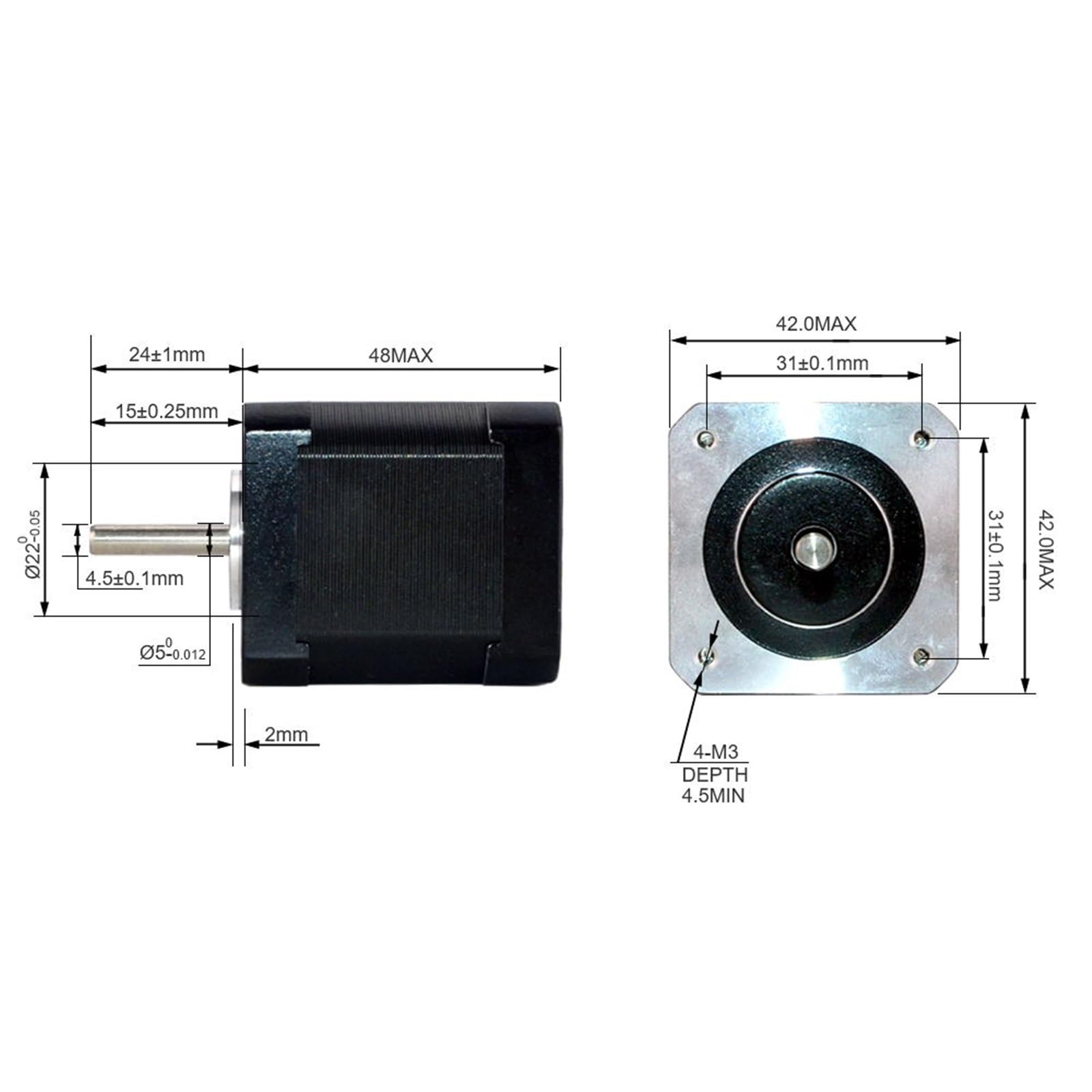 Schrittmotor 48 mm 42BYGH Schrittmotor 2 A (17HS19-2004S1) Motor 4-adrig 1 m Kabel 17HS19-2004S1 1 Stück(17HS19-2004S1 x 1pcs)