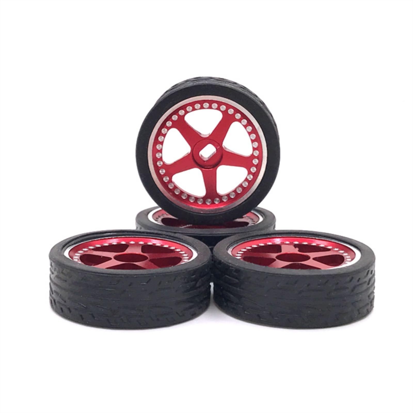 MagiDeal Miniature Vehicle Ruedas Neumáticos Llantas Aros para Coche RC Escala 1 28 con Tracción Fiable y Acabado Deportivo Adecuado para Carreras de, Rojo