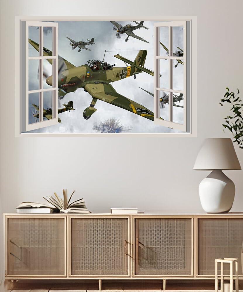 JVERF - JZZA00124 Airplane Junkers Ju.A| Self-Adhesive Open Window Wall Sticker
