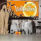 Décorations Idéales : la bannière en tissu d'Halloween est idéale pour les fournitures de fête d'Halloween, les événements d'Halloween, les divertissements effrayants et d'autres occasions thématiques, la toile de fond parfaite pour le photomaton de bureau, idéale pour que vos amis et votre famille prennent des photos de fête et des selfies
