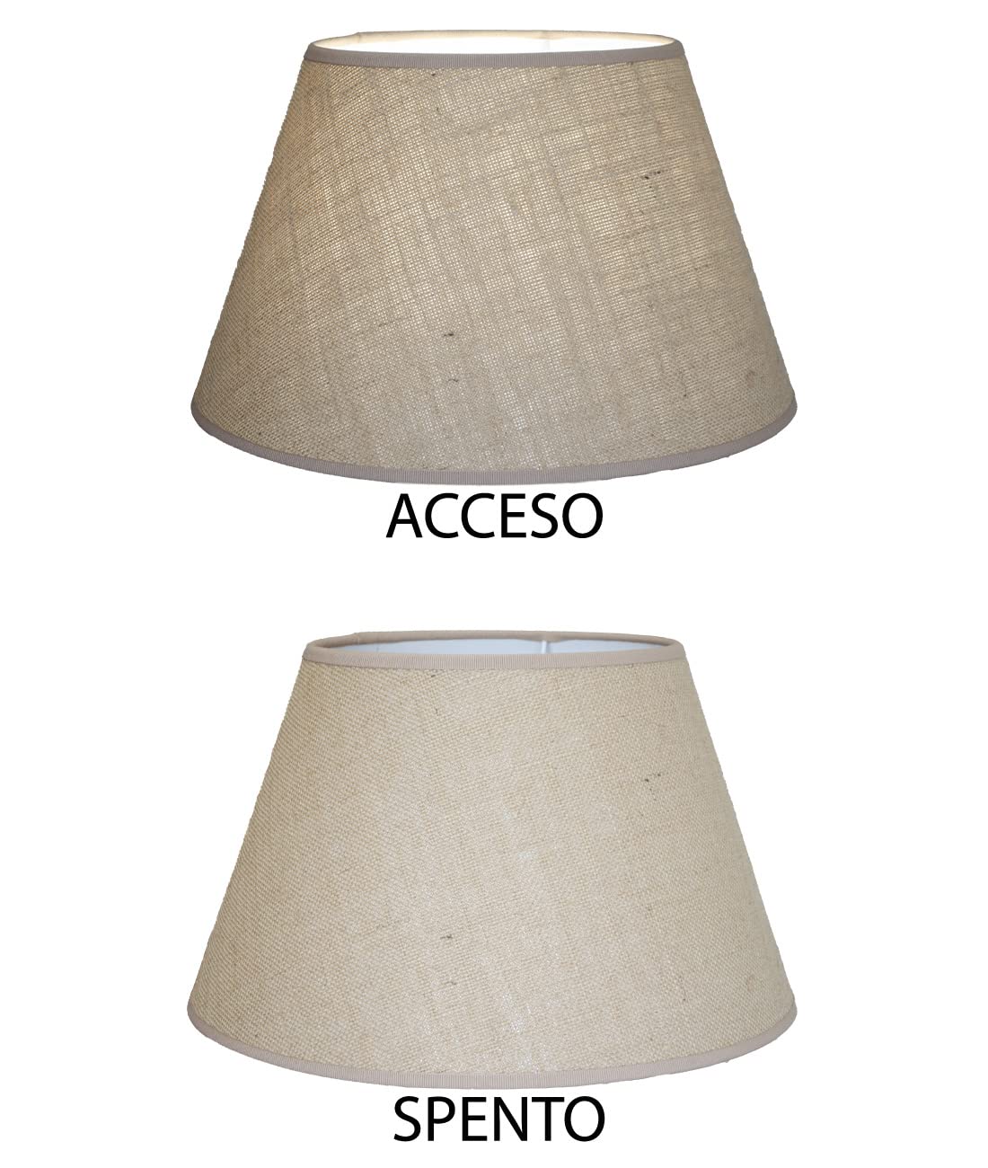 LUCECLASS | cappello paralume paraluce per lampada tondo nuovo in tessuto JUTA marrone chiaro stoffa fatto a mano Made in Italy cucito a mano (DIAM.45 ATTACCO E27)