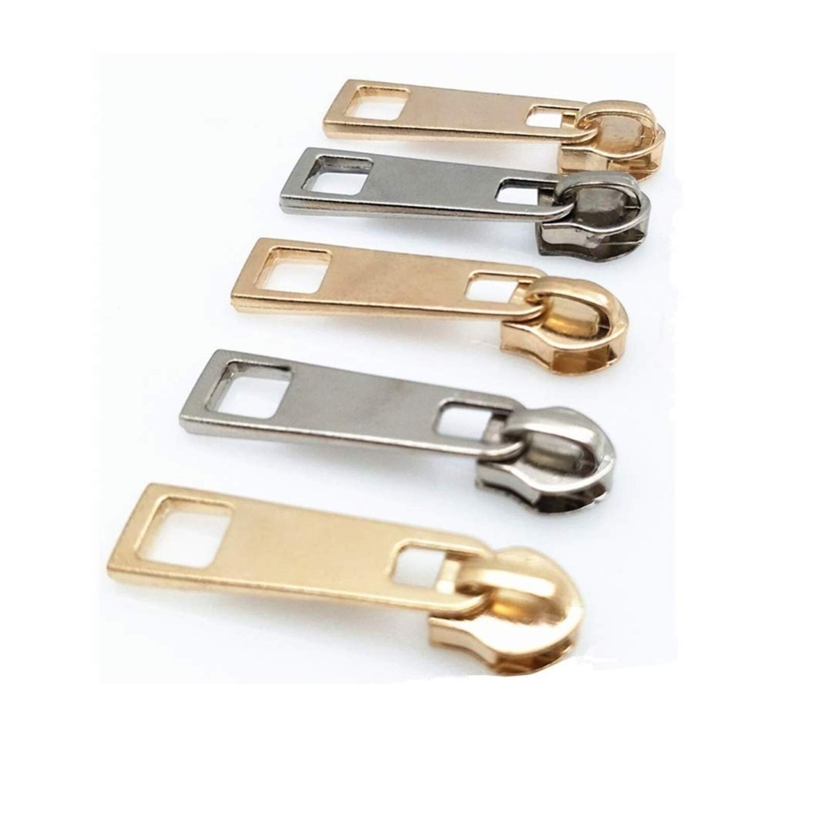 Tiradores de cremallera, repuesto de tirador de cremallera, simple y elegante, 100 piezas, n.° 5, metal, nailon, dorado y plateado, tirador de cabeza deslizante for cremallera, bricolaje, bolsa de man