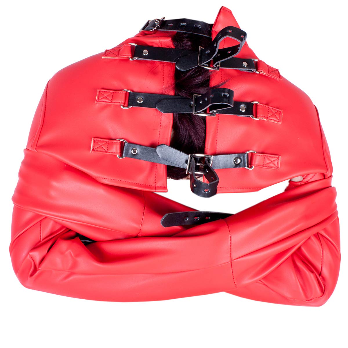Bondage Leather Strait Jacket with Handcuffs, Arm Restraint, BDSM 