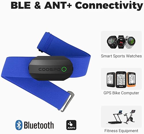 Vista 16 de COOSPO Bluetooth Heart Rate Monitor Chest Strap H808S, ANT+ BLE HR Monitor Chest, HRM IP67 Waterproof, 300H Battery Life Negro puro
