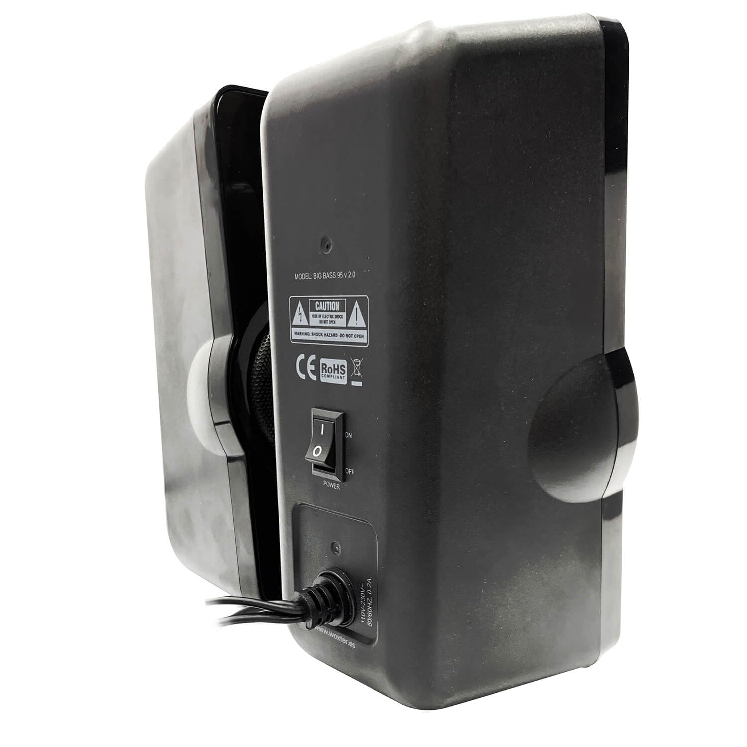 Woxter Big Bass 95 RGB - Altavoces Multimedia Estéreo, 20W, Potentes, conexión 3,5mm, iluminación RGB, Botones y Conexiones AUX y Cascos en Parte Frontal, PC/Smartphones y videoconsolas
