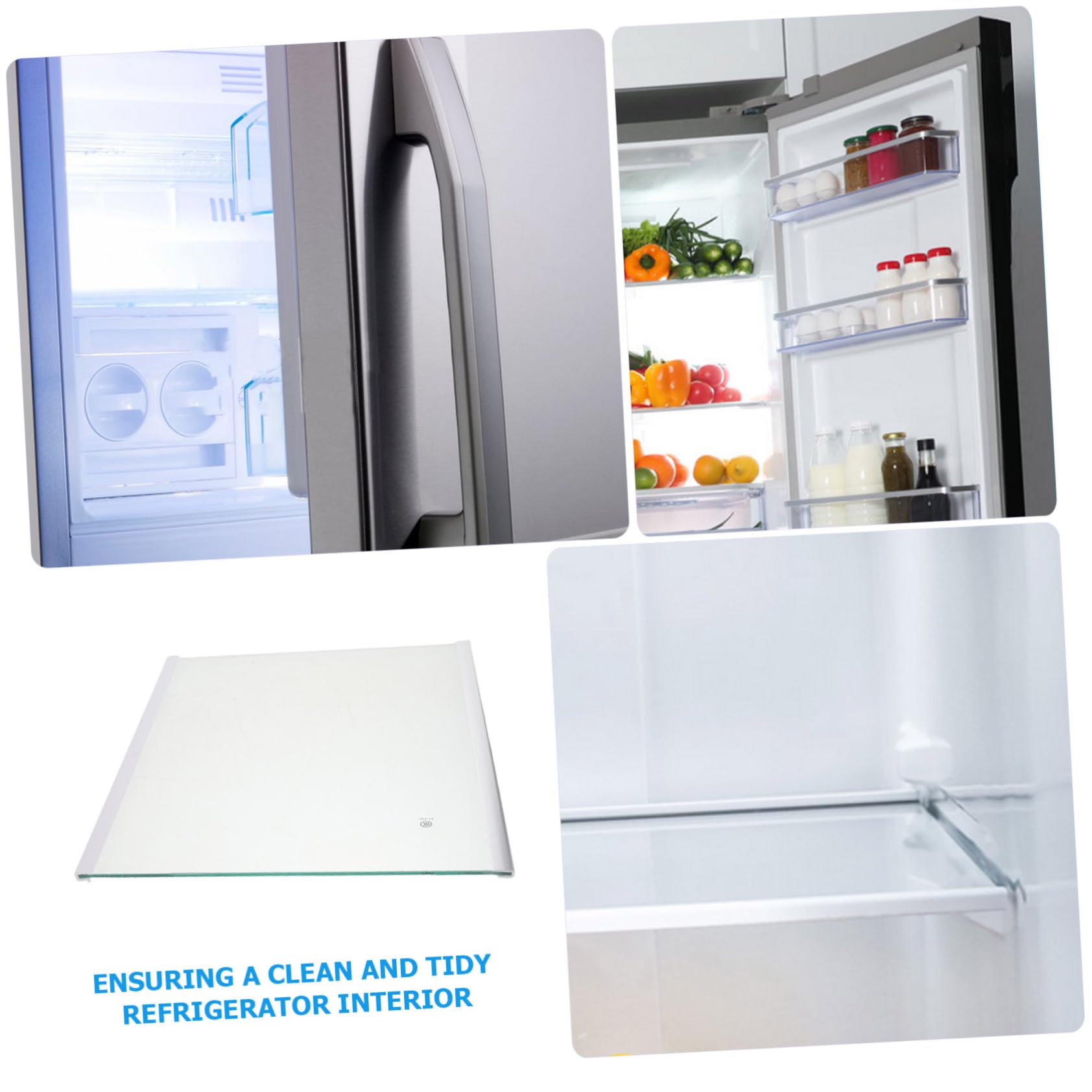 HOMSFOU 1 Estante de Vidrio Templado para Refrigerador, Balda Frigorífico Alta Capacidad de Carga, Bordes Seguros y Superficie Fácil de Limpiar para Organización en Nevera y Congelador