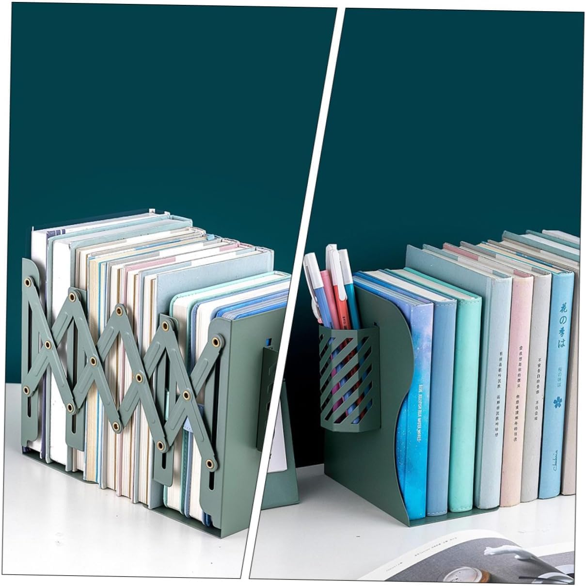 Fermalibri Regolabili in Metallo, Fermalibri Regolabile in Espandibile con Estremità Regolabili per Libri, Supporto da Scrivania Antiscivolo Fermalibri per Ufficio, Casa, Scuola, Biblioteca (Rosa)