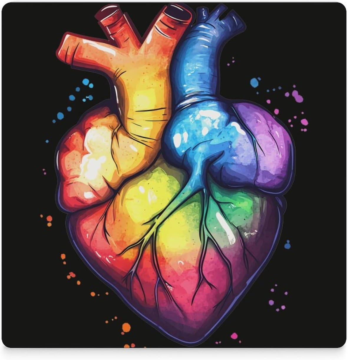 Beautiful Watercolour Heart Organ Human Ceramic Coasters Square Drinks Coaster Coffee Table Decor Table Coaster for Home Bar