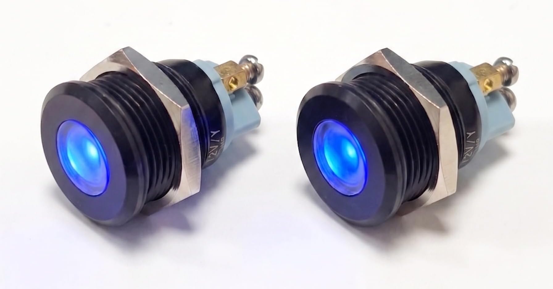 2PCS PL-B12 12mm 12V LED Metal Indicator Pilot Dash Light with Black Bezel