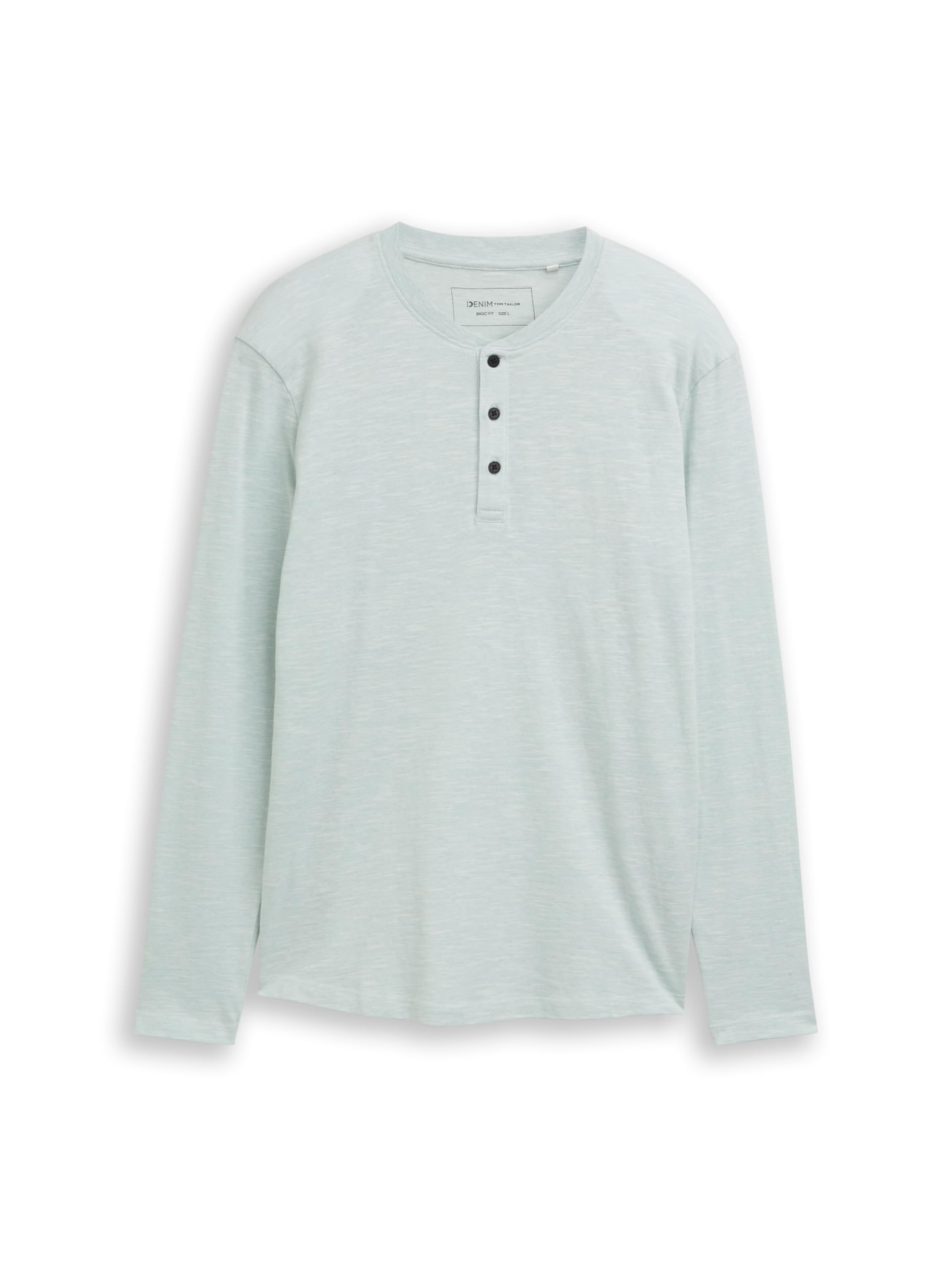 Tom Tailor Denim Herren 1048997 Henley Langarmshirt in Melange-Optik (1er Pack)