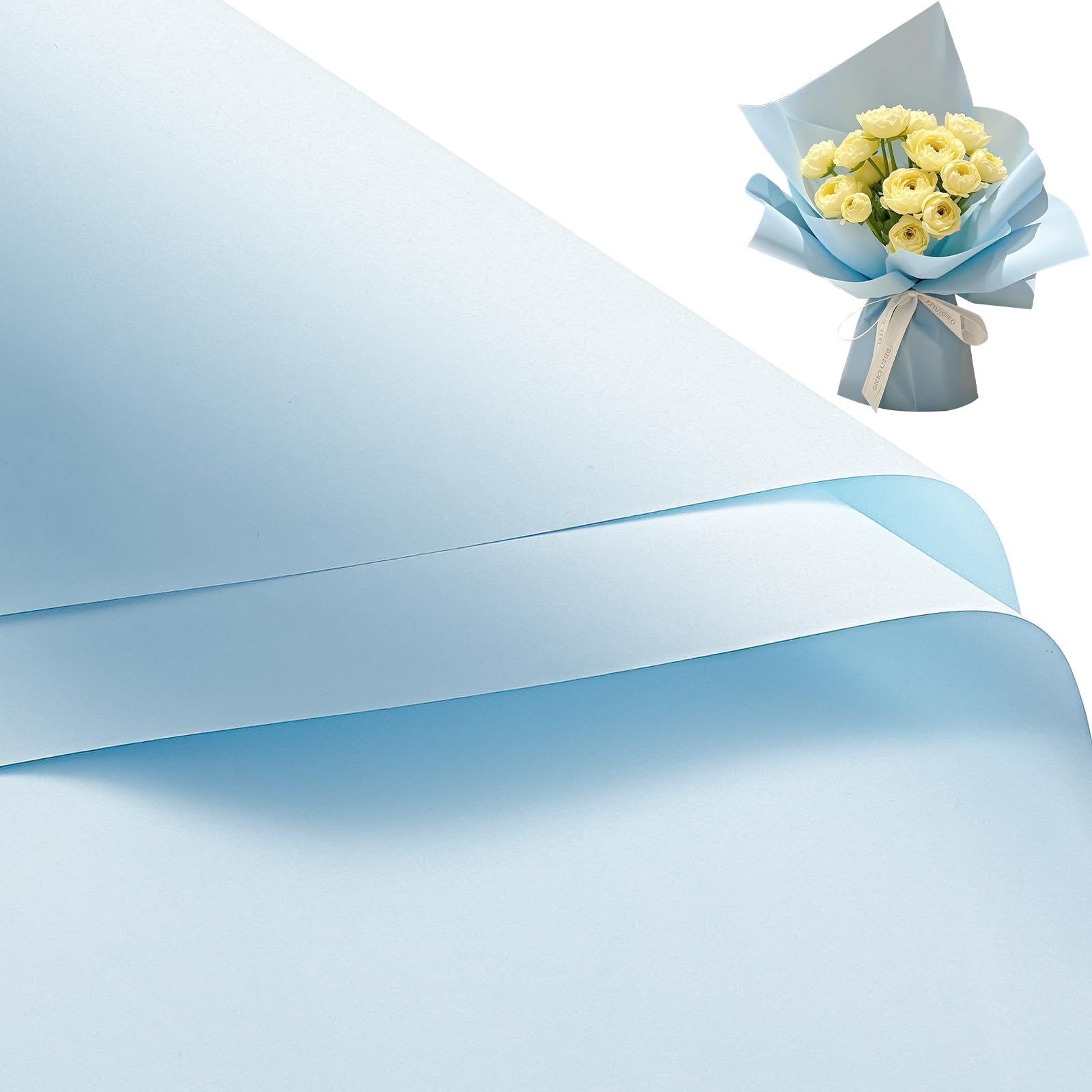 RUSPEPA 20 Sheets Flower Wrapping Paper, Waterproof Floral Bouquet Wrapping Paper, Florist Supplies Packaging for Birthday, Party, Wedding and DIY Crafts - Blue — image 1