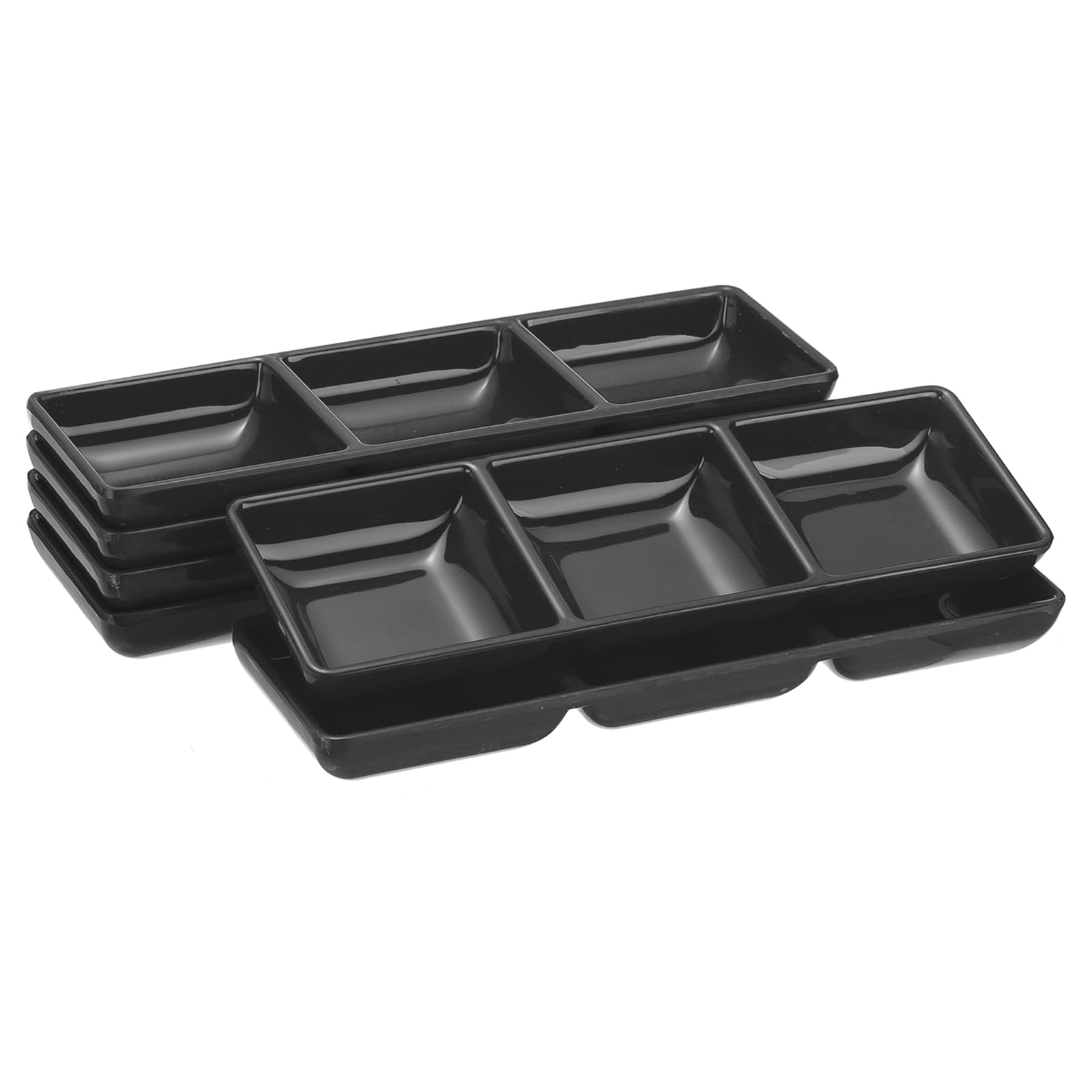 QUARKZMAN 6 Pezzi Ciotole Quadrate MF, Piccole Ciotole Nere Per Contorni Con Piatto Divisorio A 3 Scompartimenti Per Salse Dessert Casa BBQ Party Picnic Ristorante