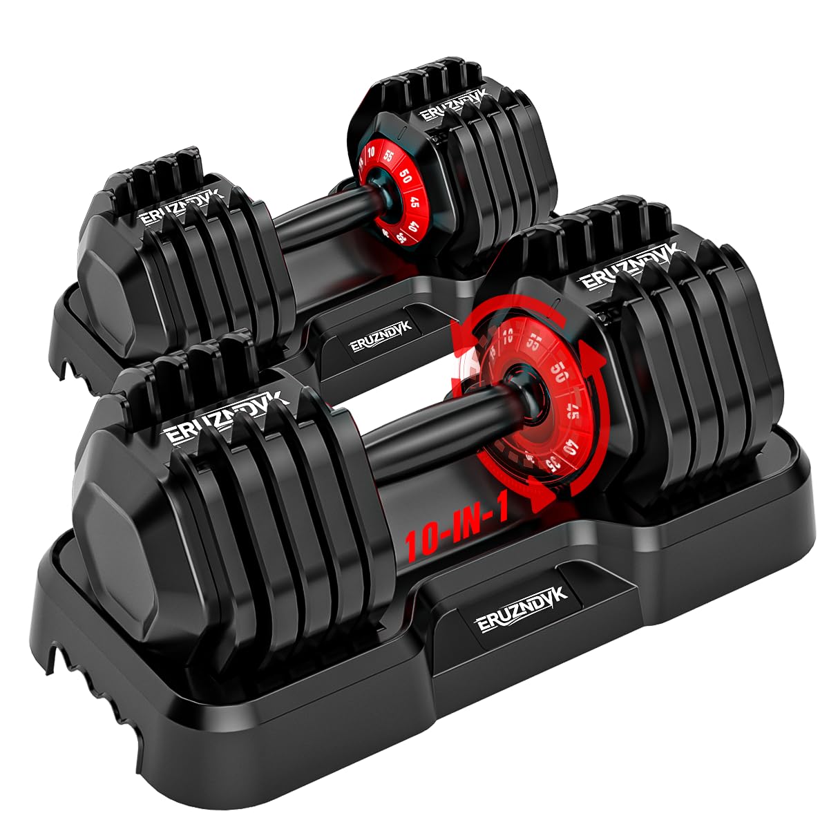 25/55lb Adjustable Dumbbell Set of 2, 5-in-1/10-in-1 Free Weights with Anti-Slip Texture Handle for Exercise, Fitness Equipment Set for Home Gym Strength Training, Suits Both Men and Women(Pro-10Weights-55LBS)