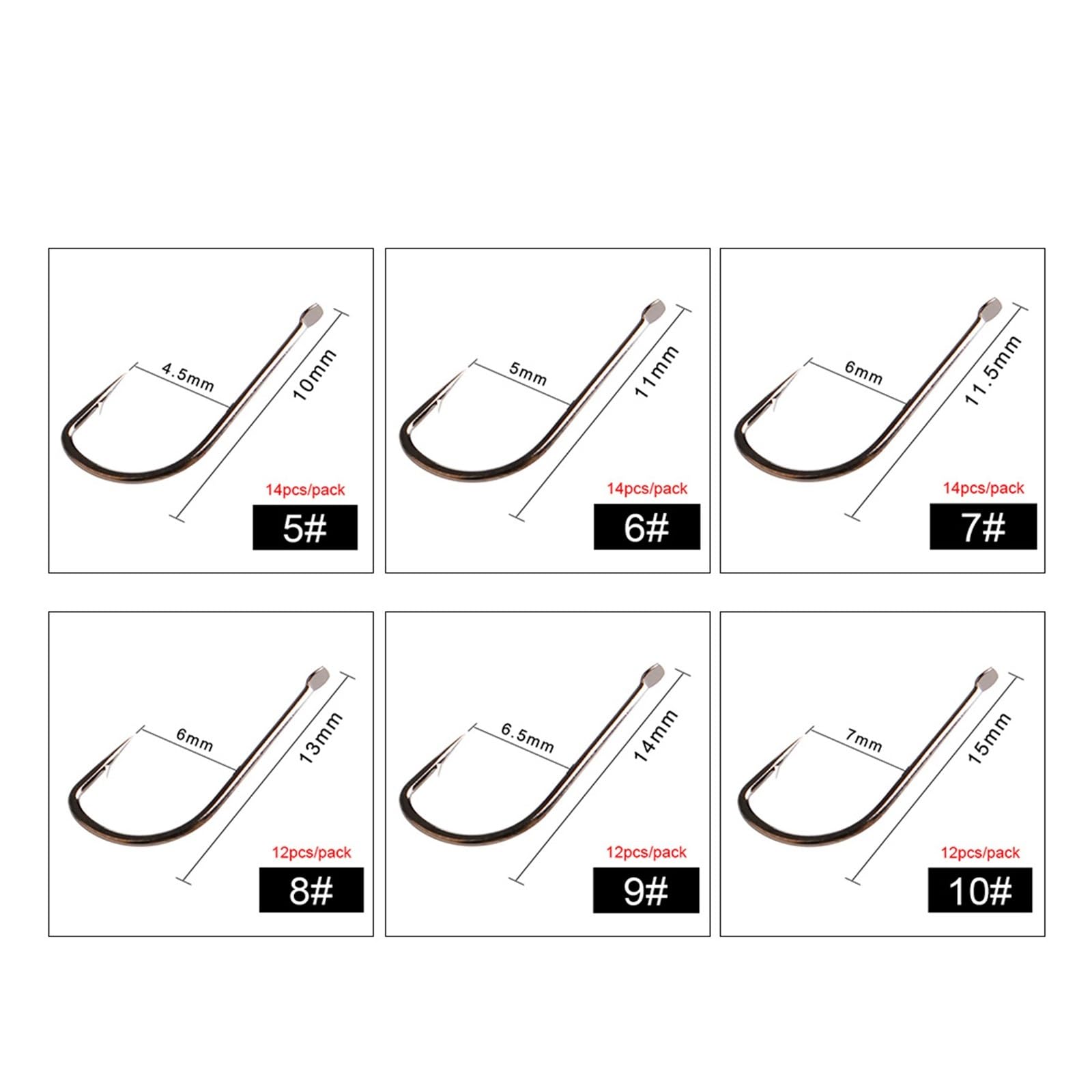 Crochet de pêche, Hameçons de pêche, hameçons de pêche SODE en Acier à Haute teneur en Carbone 5#-10# Crochet barbelé Pointu Plat pêche à la Carpe Crochet coupé Marin matériel Pesca 5 Paquets (Colo