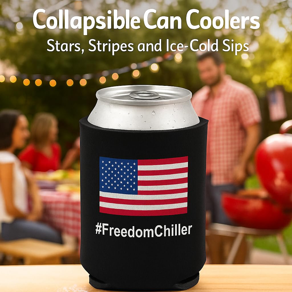 DISCOUNT PROMOS Custom Collapsible Beer Can Coolers 4mm Set of 50, Personalized Bulk Pack - Great for Beer, Soda, Other Beverages, July 4th Giveaway - Black