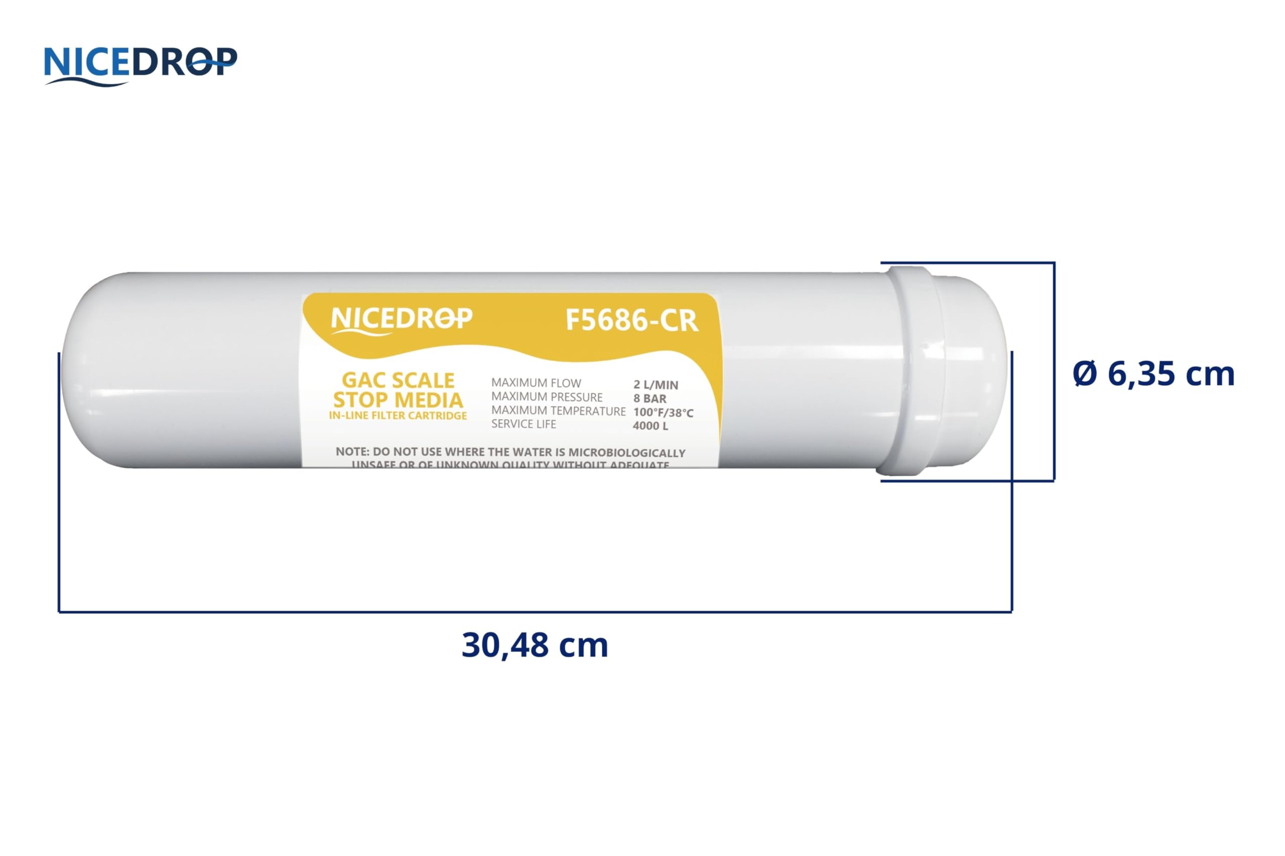 Filtro in Linea 12" Carbone + Resine (F5686-CR) – Attacco 1/4" – Alta Qualità – Rimuove Cloro, Torbidità, Particolato e Riduce il Calcare – Per Impianti a Osmosi Inversa (6)