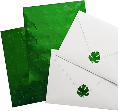 Whaline 500 calcomanías de Monstera de papel de aluminio verde, autoadhesivas, hojas de Monstera, calcomanías de hojas de plantas tropicales para