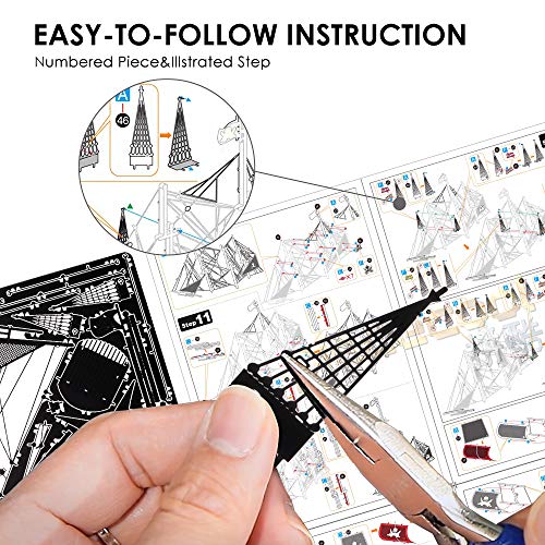 Piececool 3D Puzzle modellbausatz Erwachsene 3D Metall Puzzle - Black Pearl Modellbausatz für Erwachsene DIY 3D Metal… – Bild 5