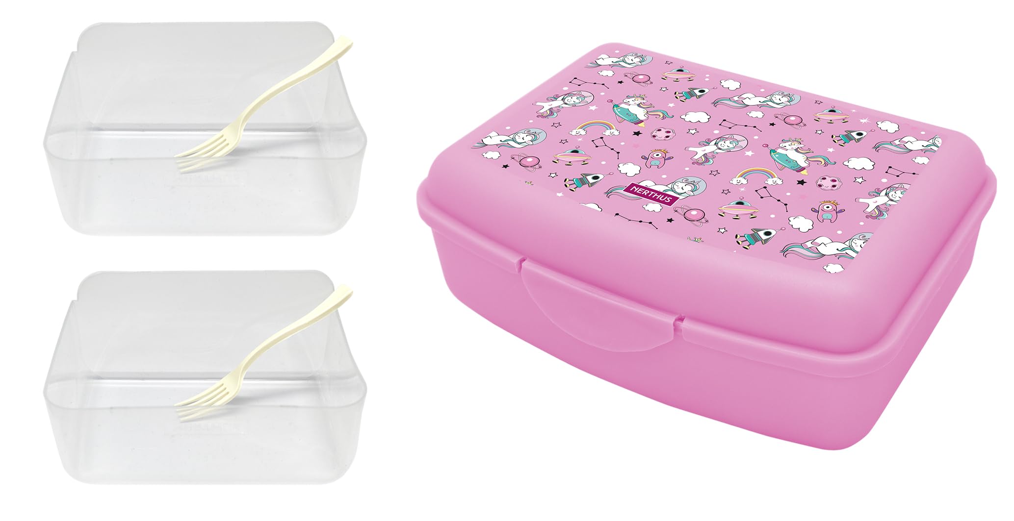 NERTHUS FIH 1292 Kids Lunch Box, Polypropylene, Unicorns