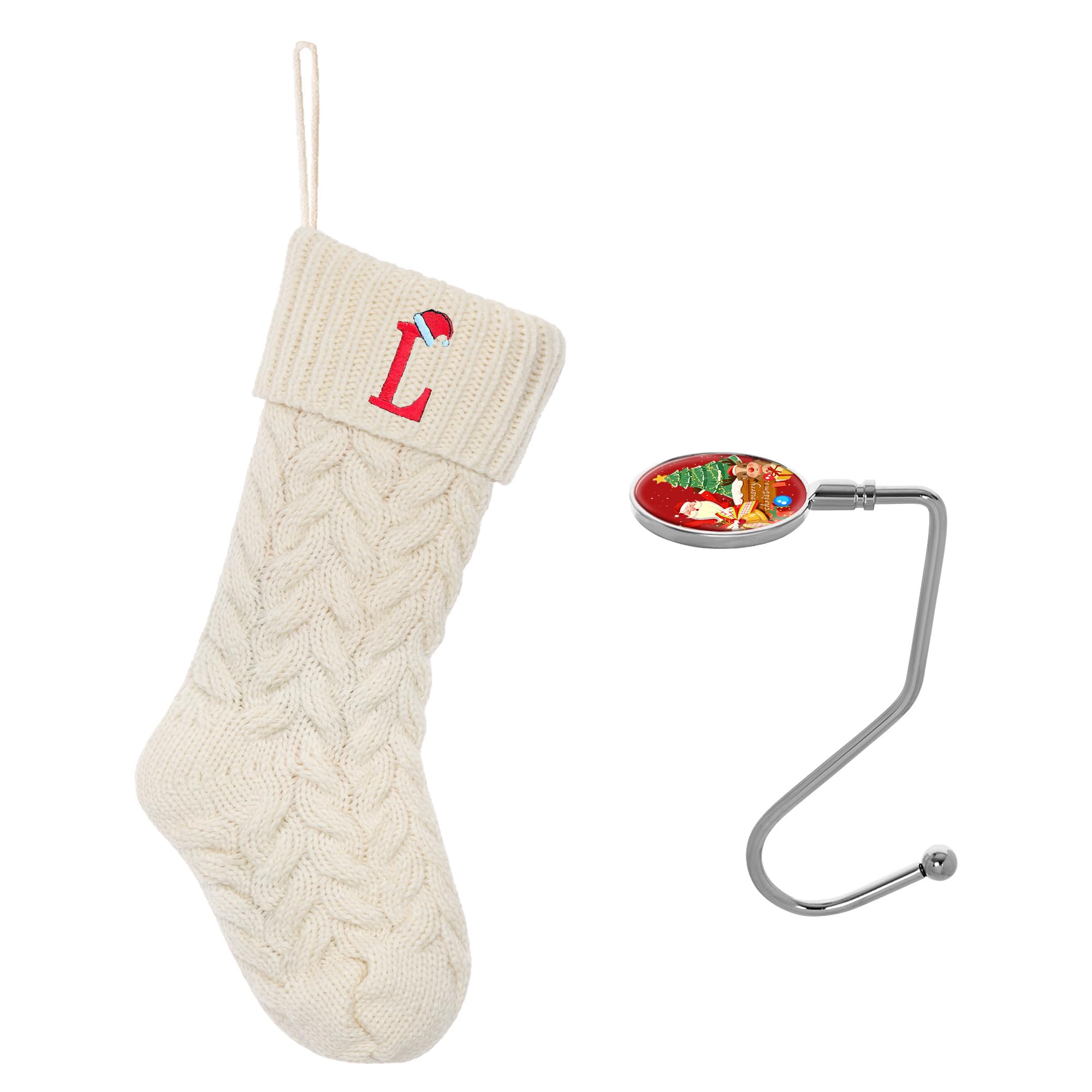 ZGCYSMHT Christmas Stockings Personalized Custom Initials 18 Inches Knitted Christmas Stockings with Letter Fireplace Hanging Monogram Xmas Stockings