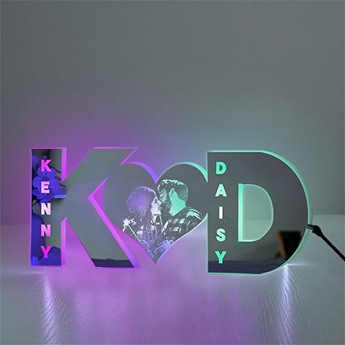 Luz de espejo LED con letra personalizada, espejo con nombre, alfabeto, corazón, luz LED, espejo de pared, Navidad, cumpleaños, San Valentín, boda,