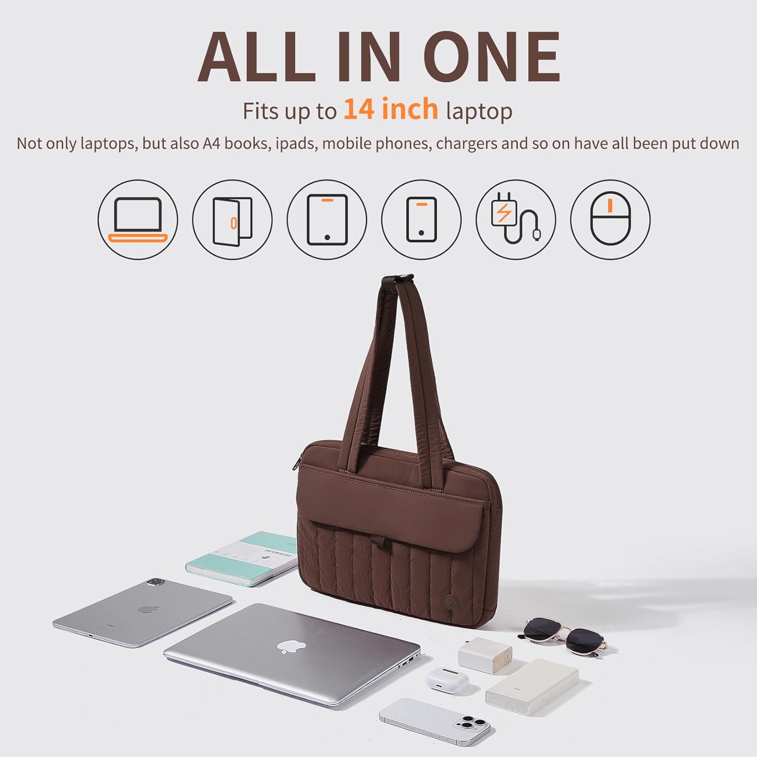 aji Laptop Tote Bag for Women, 14Inch & 16 Inch Laptop Tote Bag with Luggage Trolley Strap for Work/Travel/College/Daily - Image 8