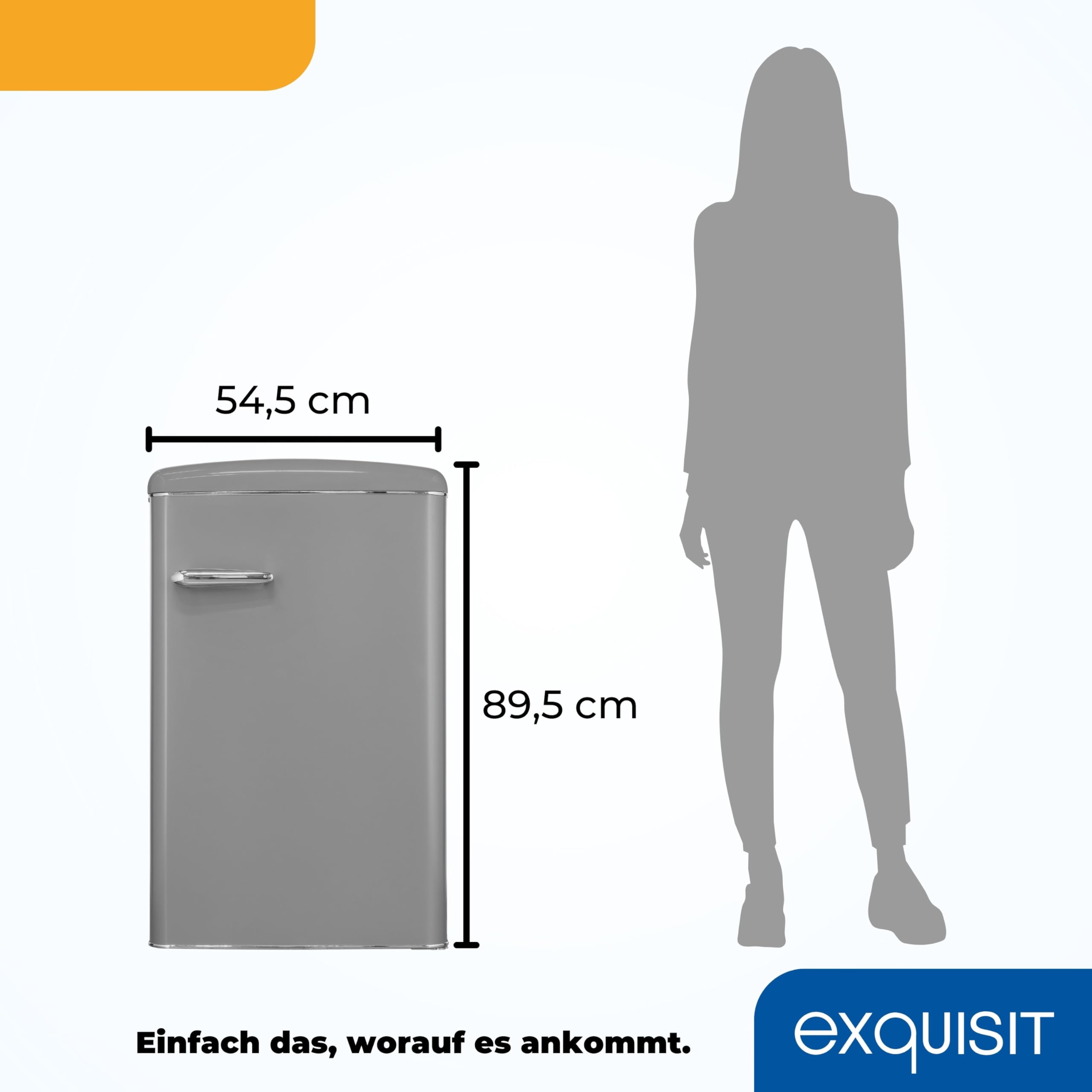 Exquisit Retro-Kühlschrank 122 l - Kühler ohne Gefrierfach - Grau - E