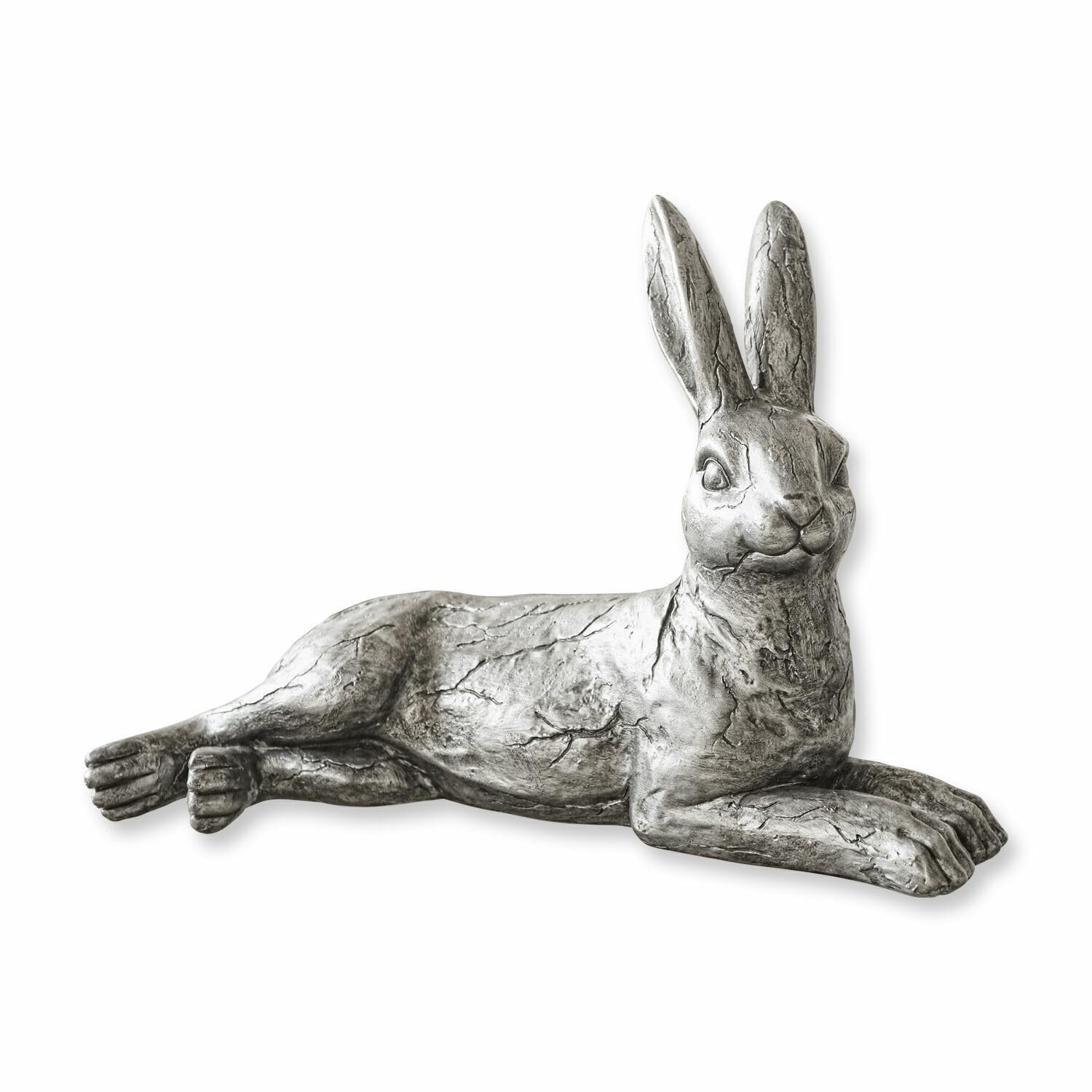 Loberon Hase Fiorentin, Silber | von Hand geformt, handbemalt, zart glänzendes Design, Osterhase, Ostern, Osterfiguren, Osterdeko, Polyresin