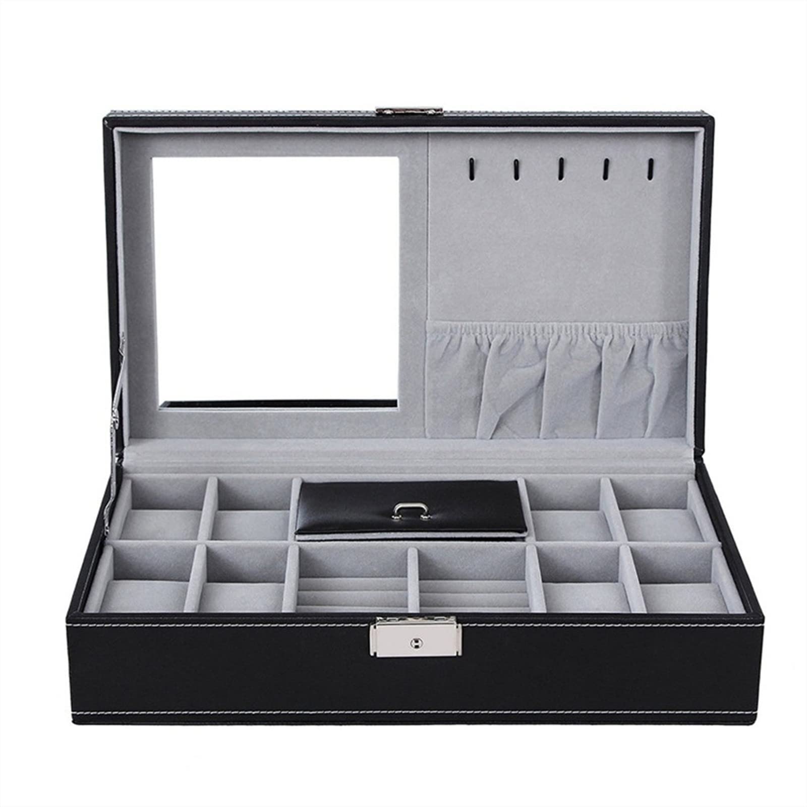 Joyero Caja de Joyería Estuche para Almacenamiento Mujeres Hombres Classic 8 Slots Watch Box Holder Collar Pendientes Pulsera Bloqueable Joyería Display Storage Organizer Case Bandeja Hogar Decorativa