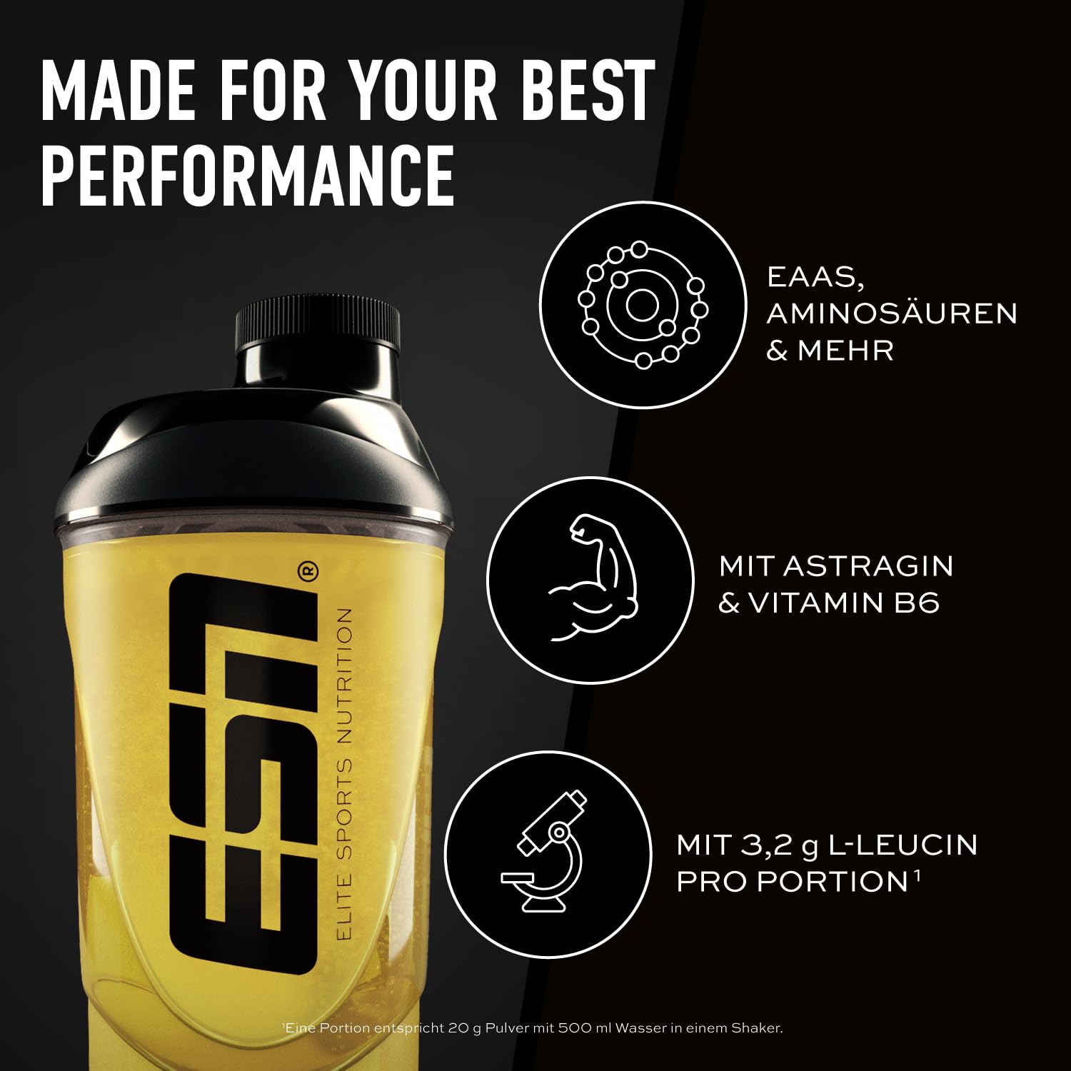 ESN AMINOS, Lemon Iced Tea, 400 g, feines Amino-Pulver mit essentiellen Aminosäuren & Astragin, 3,2 g Leucin pro Portion, ideale Löslichkeit, vegan - made in Germany
